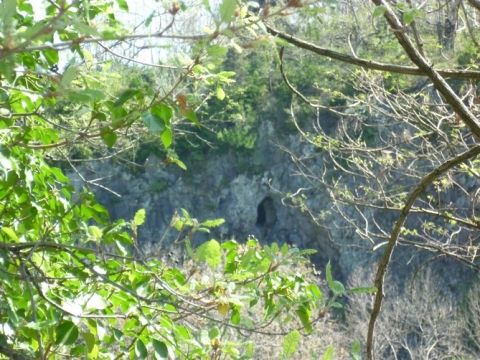 Débouché du tunnel dans la falaise